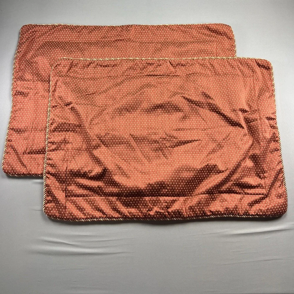 Set Of 2 Divatex Home Fashion Queen Pillow Shams Red Polka Dot Piped Edge 25X34